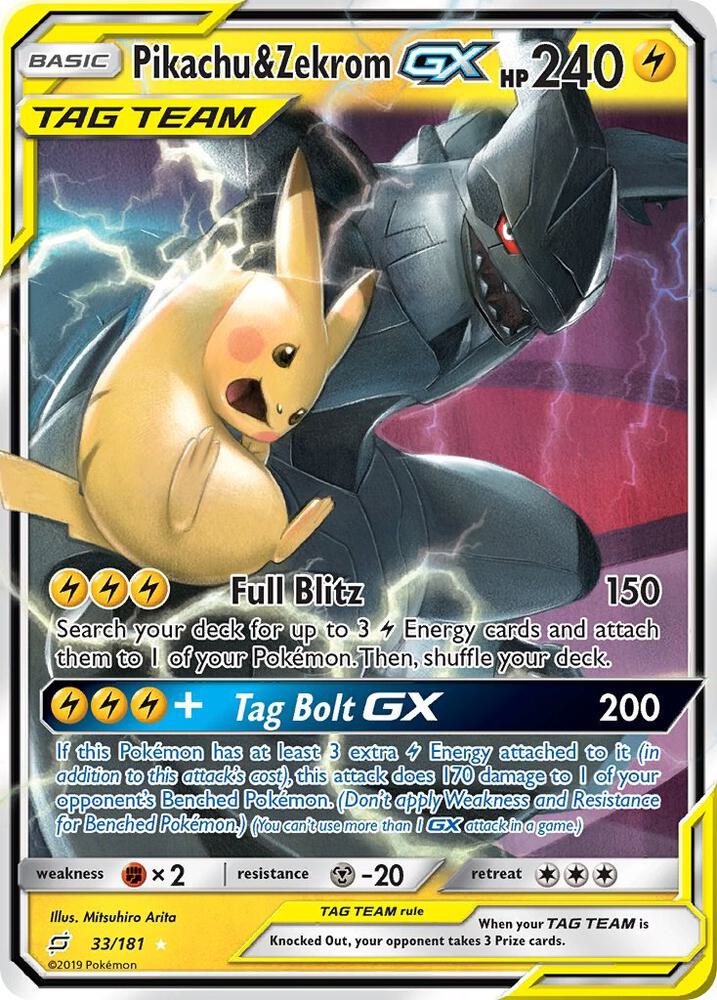 Pikachu & Zekrom GX - 33/181 - Ultra Rare 