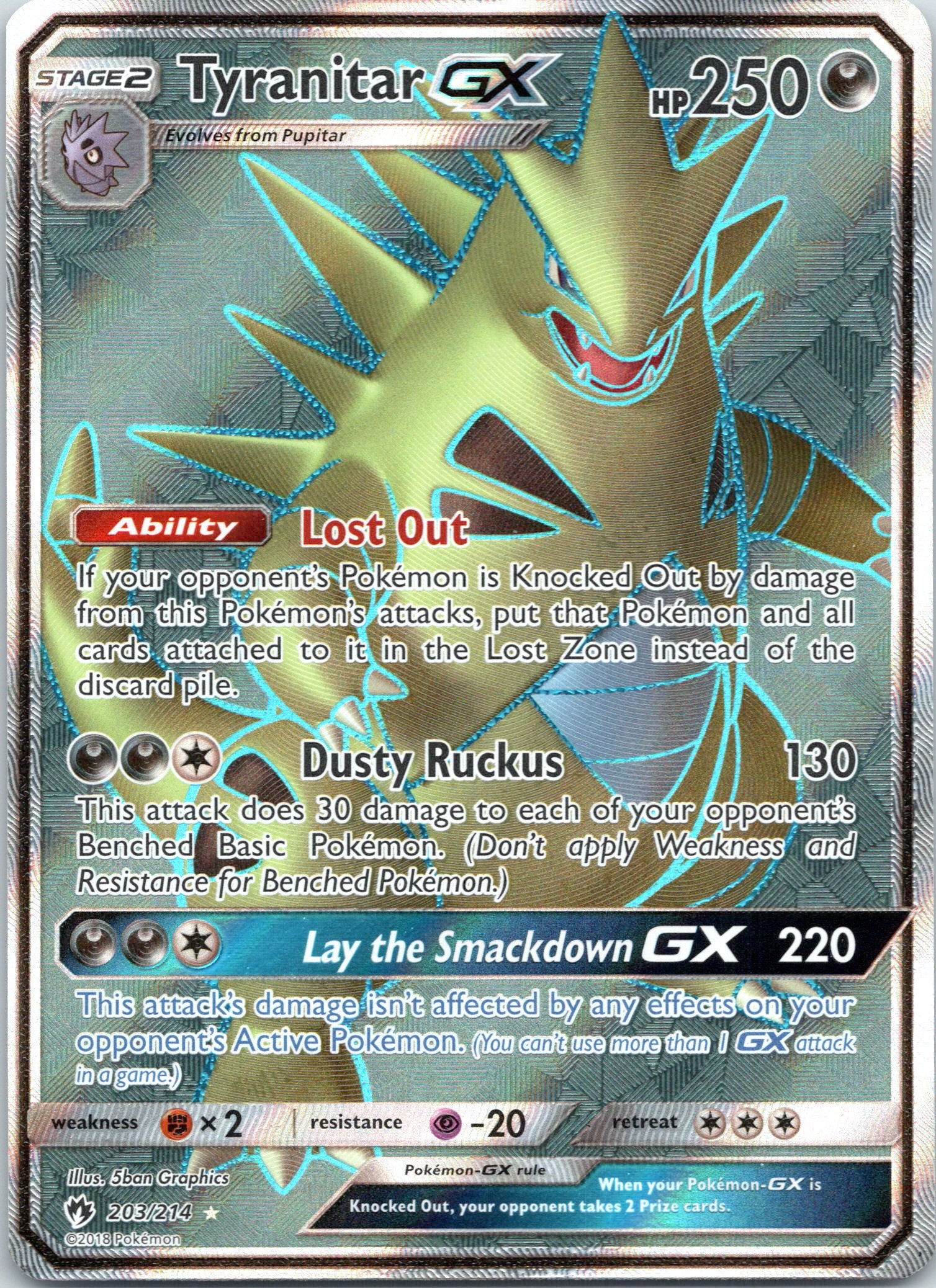 Tyranitar GX (Full Art) - 203/214 - Ultra Rare