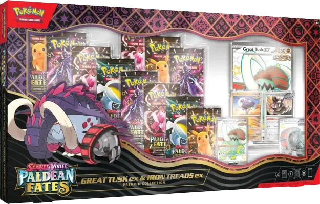 Paldean Fates Great Tusk ex & Iron Treads ex Premium Collection